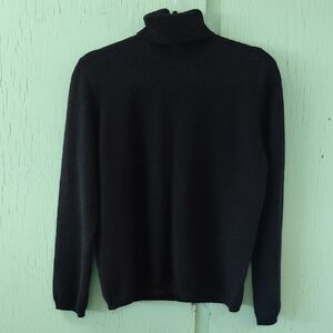 Women's 100% Cashmere Black Turtleneck Sweater XL